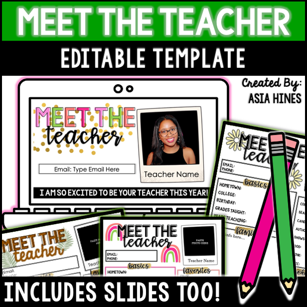 Meet The Teacher Editable Templates The Sassy Math Teacher