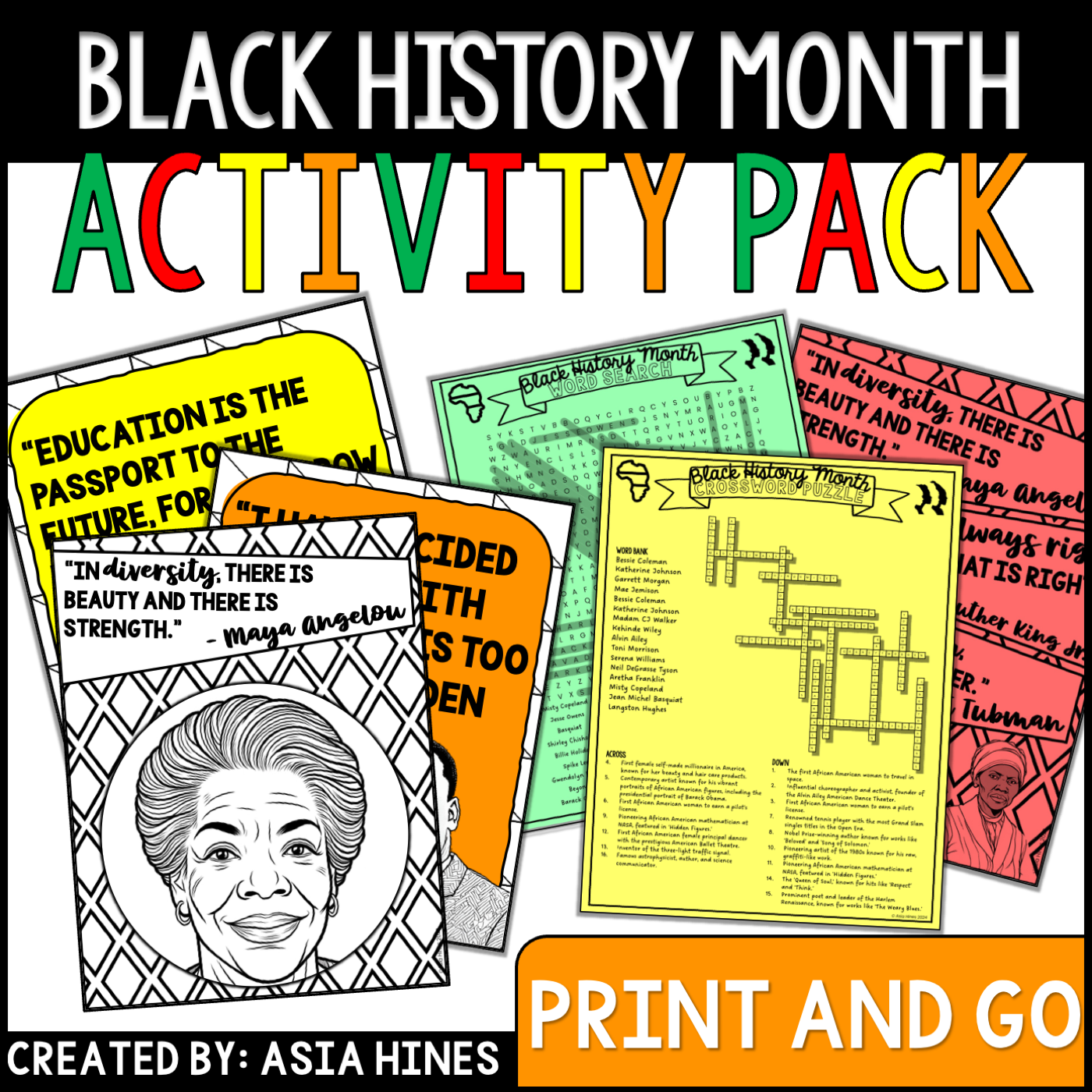 Black History Month Posters Activities Coloring Pages for Middle School ...